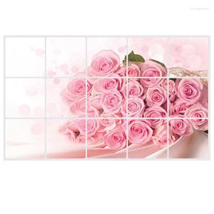 Wall Stickers Pink Rose Decal For Kitchens Art Decoration Exhaust Fat Oil Proof 75 45Cm