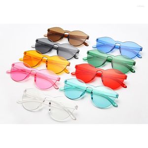 Occhiali da sole da donna spessi senza montatura Occhiali da sole con lenti solide Occhiali da sole femminili da donna sexy con sfumature trasparenti UV400 Gafas