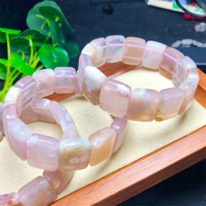 Bangle Natural Flower Agate Square Bead Crystal Healing Stone Fashion Gemstone Jewelry Gift 1st 16x20mm