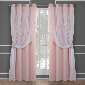 Curtain Lace Layered Room Darkening Blackout&Sheer Grommet Top For Bedroom Decor Cute Double Layer With Sheer Overlay 2 Panels