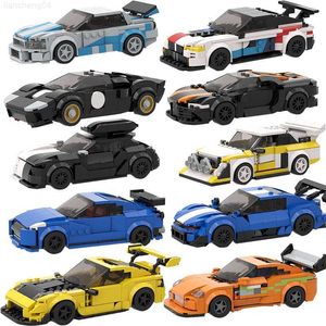 Blöcke MOC Speed Champions Rennwagen Sport Modell Garage Sets Bausteine Berühmte Rennfahrer Stadt Fahrzeug Technik DIY Ziegel Spielzeug L230724