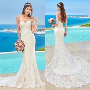 2019 Kitty Chen Lace Wedding Dresses Beads sjöjungfru Rattlösa bröllopsklänningar svep Tåg ärmlös Crystal Beach Brudklänning286a