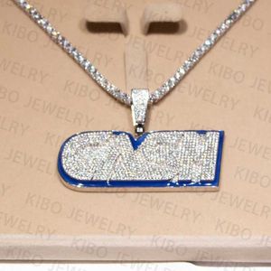 Hip Hop عالية الجودة 925 Sterling Silver Iged Out Custom Name VVS Moissanite Letter Sterant