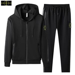 Mens Tracksuits Spring and Autumn Mens Tracksuits Stone Fashion Classic Island Jacket Solid Casual Sports Suit Is Land Mens Two Piece Hooded dragkedja Top 4xl