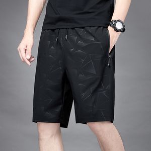 Pantaloncini da uomo in vita elasticizzata estiva casual da uomo Pantaloncini stampati alla moda ad asciugatura rapida in seta di ghiaccio Pantaloncini sportivi da spiaggia di grandi dimensioni da uomo