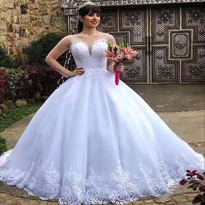 Plus Size Beading Wedding Dresses Long Sleeves Bridal Gown V Neck Beads Appliqued Lace Beach Custom Made Sweep Train Boho Chic A L3226