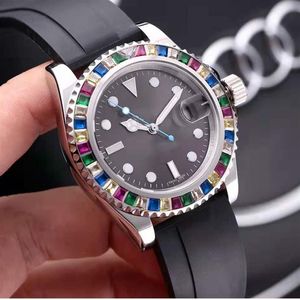 Casual Watches Original Automatic Movements Rubber Strap First Quality Sapphire mirror Men-watch Colorful Diamond Decoration Watch2520