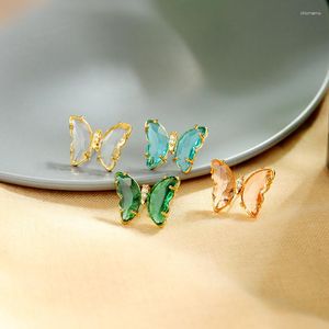 Stud Earrings Simple Design Cute Brass Glass Butterfly For Women Bohemia Handmade Wholeasle Fashion Earring Date Gift Jewelry