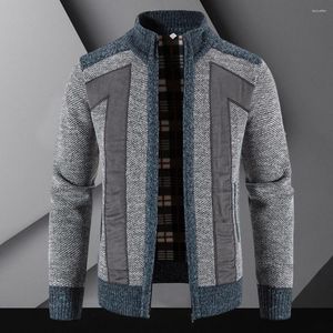 Giacche da uomo Cappotto da uomo invernale Maglia Peluche Colori a contrasto Patchwork Traspirante Addensare Maniche lunghe Taglie forti Colletto alla coreana Caldo autunno