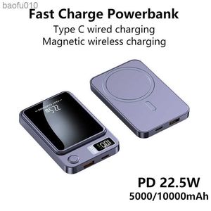 5000 mAh dla Magsafe Charger Power Bank 10000 mAh aluminium aluminium magnetyczny bezprzewodowy ładunek zasilania pakiet banku dla telefonów komórkowych L230619