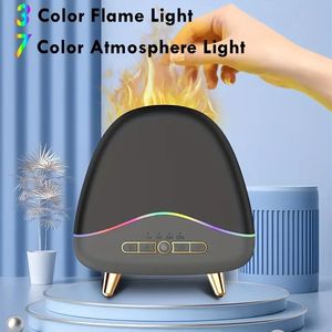 1PC Flame Aroma Dyfuser, Flame Air Humidifier, 3 kolory płomienia 7-kolorowe światła atmosfery beztłuszczowe Dyfuzory dla olejków eterycznych, nawilżacz maszyny aromaterapii