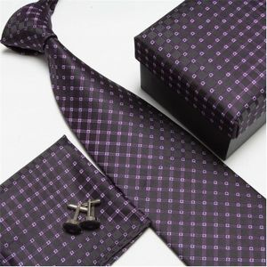 Neckband Släppe Gift Neck Tie Set Men Band Packaging Party in Box Hanky ​​Cufflinks 230721