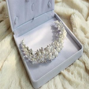 Dazzing Bling Bling Rhinestone Pearl Tiara Taç Gelin Gelin Bandı Düğün Saç Aksesuarları Partisi Hediye304i