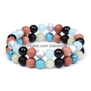 Perline Glow In The Dark Bracciale con perline in pietra naturale luminosa Colorf Gemstone Howlite Lava Bracciali per uomo Donna Fashion Jewel Dhvw1