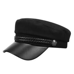 Berets swobodny modny marynarka wojenna czapki wojskowe Kobieta bawełniana beret płaski ciężarówek vintage sportowa skórzana czapka upuszczenie dostawy mody ACCE DHLRQ