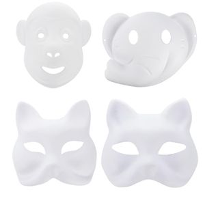 12pcs diy beyaz maskeler boyasız el boyaması maske diy dekor parti maskeleri Cosplay partisi için maskeli balo pervane