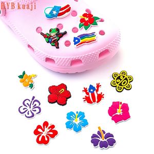 HYBkuaji puerto rico shoe charms wholesale shoes decorations shoe clips pvc buckles for shoes