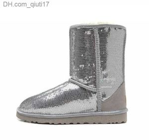 Buty gorące kobiety buty brokaż cekin klasyczny designer śnieżny zimowe buty kostki mini krótkie kolano guziki bling but beretyczny Z230724