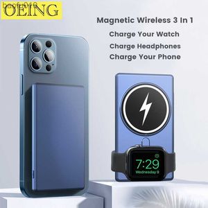 5000 mAh magnetische tragbare Power Bank 15 W schnelles kabelloses Ladegerät für iPhone 12 13 14 Watch AirPods Externer Hilfsakku L230619