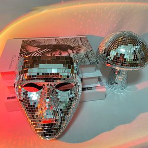 Disco Ball Glitter Mirror Face Mask Masquerade Maschere per Cosplay Halloween Party Night Club Mask Shap Home DJ Decor