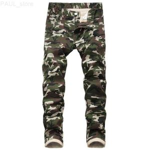 Jeans da uomo Ropa Hombre 2021 Mens Camouflage Fashion Slim Fit Pantaloni da uomo in denim Hip Hop Plus Size Skinny Mannen Man Pants L230724