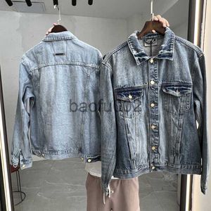 Kurtki męskie American Vintage Denim Coat Classic Fashion Wysokiej jakości Wash Done Old Men Women Single Breast Curting Płaszcze J230724