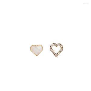 Stud Earrings Korean Version Of The Fairy Asymmetric Heart-Shaped Design Feel Dripping Super Flash Simple Jewelry