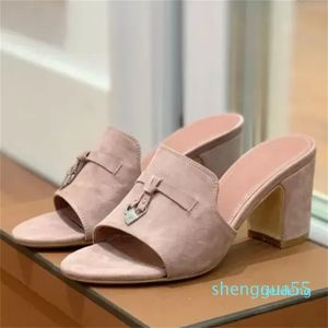 Designer -Summer Sandals Shoes Leather Open Toe Casual High Heels For Women Luxury Designers Footwear
