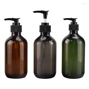 Dispensador de Sabonete Líquido 300ML 500ML Dispensadores de Banheiro Âmbar Shampoo Loção Recipiente Imprensa Bomba Recarregável Garrafa Para Gel De Banho E Cosméticos