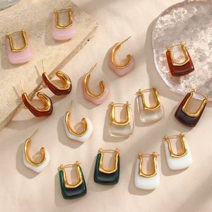 Stud Trendy Waterproof Ladies White Green Pink Clear Burgundy Acrylic Resin Hoop Earring Girl's Elegant Summer Earring Accessories 230724