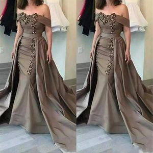 2020 Detachable Mother Of The Bride Dresses Off-Shoulder Sashes Sequins And Appliques Mermaid Mother Gowns Formal Evening Dress270w