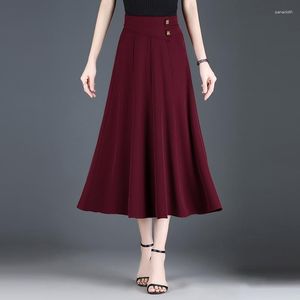 スカートzxryxgsシンプルなプリーツロングスリムファッションスカート2023夏の秋の弾性ウエスト気質エレガントな女性