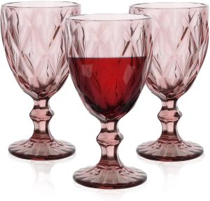 Avrupa Yaratıcı Şarap Cam Su Bardakları Şeffaf Vintage Rölyef Kırmızı Şarap Kupa Retro Gravür Kabartmalı Suyu Şampanya Goblets 10oz FY5509 JY24