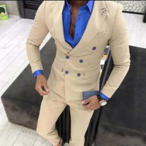 Khaki Slim Fit Mens Suits For Wedding Tuxedos 2 Pieces Groomsmen Tux Business Prom Men Fit Jacket Pant Tie GL1901270N