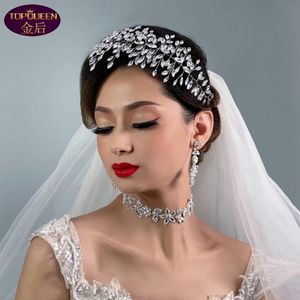 Diamante brilhante feito à mão argola tiara de casamento rainha barroco cristal nupcial headwear coroa strass com joias de casamento cabelo accesso221a