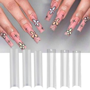 False Nails 504Pcs White/Transparent Nail Artificial Tips Long Flat Tapered Square Half Cover Fake French Art Extension