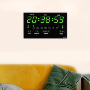 Relógios de parede Relógio digital de exibição grande com data, hora, semana, temperatura interna, alarme eletrônico preciso para quarto, sala de estar