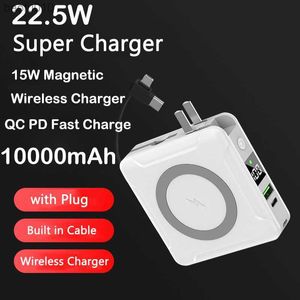 15W磁気QIワイヤレス充電器パワーバンク10000MAH用iPhone 14 Samsung Xiaomi Powerbankはケーブルプラグに組み込まれていますC Poverbank L230619