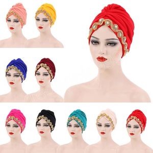 Luxury Diamonds Turban Chemo Caps for Women Handmade African Nigerian Head Wraps Muslim Headscarf Hijab Bonnet