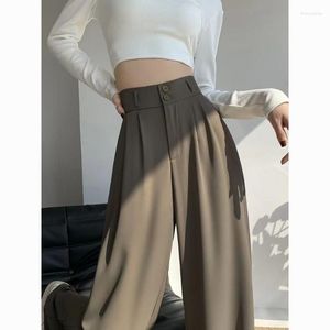 Women's Pants Arrival Loose High Waist Black Khaki Wide-leg For Women Vintage Streetwear Fashion Office Ladies Casual Trousers Q787