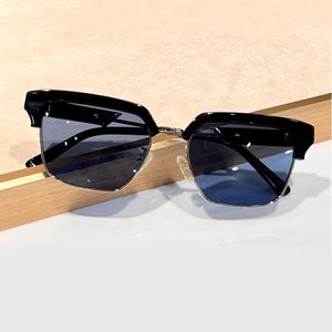 Óculos de sol quadrado legal preto lente azul para homens tons de verão óculos de sol proteção UV com caixa