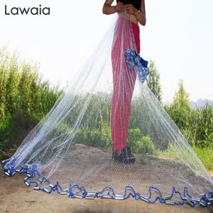 Fisketillbehör Lawaia Handgjorda Cast Mesh American Style Monofilament Nylon Foldbar Small Mesh Fish Net med Iron Pendant 230720