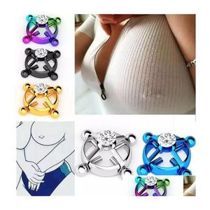 Navel Bell -knappringar Zircon Titanium Steel Gaby Justerbar skruv Fake Nipple Ring Non Piercing Body Jewelry for Women Faux Round DHL7U