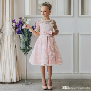 Arrival Children Skirt White Lace Princess Flower Girl Dresses lace appliques communion dresses girls pageant dresses2721