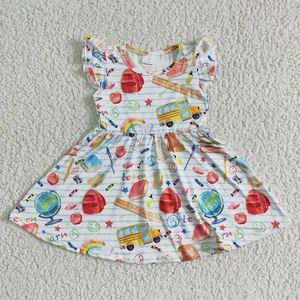 Sommer zurück zu Schultagen Boutique Baby Mädchen Kleidung Großhandel Kinder Twirl Kleid Kinder Mode Kleinkind Kurzarm Kleidung