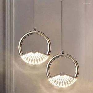 Pendant Lamps Nordic LED Bedside Lights Ambience Alloy Acrylic Indoor Lighting Gold Hanging Fixtures Home Decor Luminaires