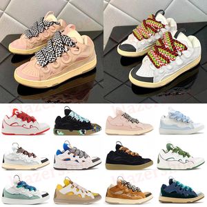 Lanvin Leather Curb Sneakers Lavin Shoes Designer Mesh Shoes Homens Mulheres Lace up Sneaker Couro Curb Sneakers Lavins Loafers platformsole Shoe 【code ：L】