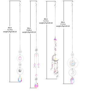 Lasapparatuur 4st Sier Hanging Sun Catcher Moon Sun Crystal Suncatchers Prism Glass Rainbow Maker Window Ornament Garden Decoration Gift