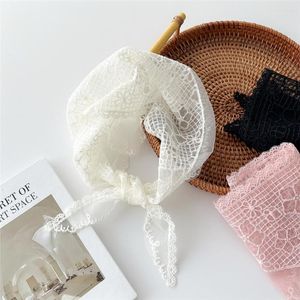 Cachecóis Moda Laço Triângulo Cachecol Fino Para Mulheres Elegante Faixa de Cabelo Cachecóis Bonitos Hijab Lenço Branco Cor Sólida Cachecol Oco