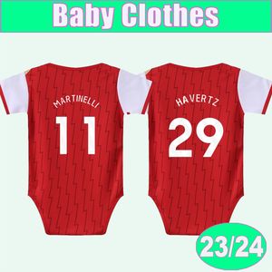 23 24 Baby Clothes GABRIEL TIERNEY Soccer Jerseys SAKA ODEGAARD SMITH ROWE G. JESUS Home Red Football Shirts Uniforms